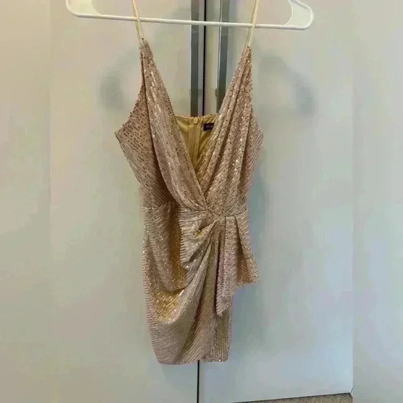 Dress with sequins beige gold S - Picture 4 of 8